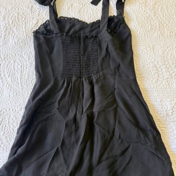 Reformation Jojoba 100% Linen Black Mini Dress Size 6 - Picture 2 of 7